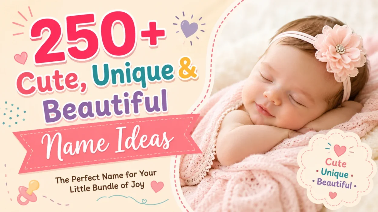 250+ cute, unique and beautiful baby name ideas with a sleeping baby, inspired by trendy and meaningful baby names.